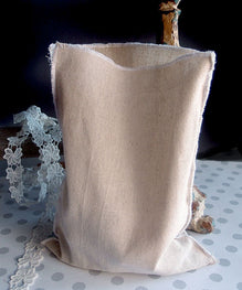 Linen Pouch Bags with Serged Edge (12 Pack)