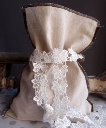 Linen Pouch Bags with Serged Edge (12 Pack)