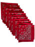 USA Made Paisley & Solid Red Bandanas 12 Pk 22" 100% Cotton