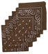 Brown Paisley Bandanas (6 Pack) 22" X 22" 100% Cotton