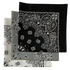 Black, Silver, White USA Made Paisley Bandanas (3 Pk) 22"