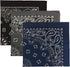 Navy, Charcoal, Black USA Made Paisley Bandanas (3 Pk) 22"