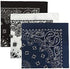 Navy, White, Black USA Made Paisley Bandanas (3 Pk) 22"