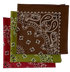 Burgundy, Olive , Brown USA Made Paisley Bandanas (3 Pk) 22"