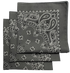 Charcoal Paisley Bandanas - Made In The USA (3 Pk) 22" x 22"