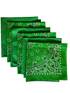 USA Made Paisley & Solid Green Bandanas 6 Pk 22" 100% Cotton