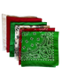 USA Made Paisley & Solid Green, Red, White 6 PK 22" 100% Cotton