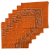 Orange Paisley Bandanas (6 Pack) 22" X 22" 100% Cotton