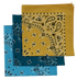 Light Blue, Mirage, Gold, USA Made Paisley Bandanas (3 Pk) 22"