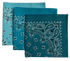 Light Blue, Turquoise, Mirage USA Paisley Bandanas (3 Pk) 22"