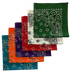 Variety Of Paisley Bandanas As Shown USA Made 22" x 22" - 6 Pack