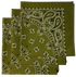 Olive Paisley Bandanas - Made In The USA (3 Pk) 22" x 22"