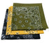 Olive, Gold, Black USA Made Paisley Bandanas (3 Pk) 22" x 22"