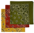 Olive, Terracotta, Gold USA Made Paisley Bandanas (3 Pk) 22"