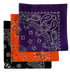 Purple, Orange, and Black USA Made Paisley Bandanas (3 Pk) 22"