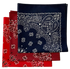 Red, Burgundy, Navy USA Made Paisley Bandanas (3 Pk) 22"