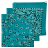Turquoise Paisley Bandana - Made In The USA (3 Pk) 22" x 22"