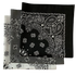 White, Charcoal, & Black USA Made Paisley Bandanas (3 Pk) 22"