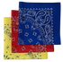 Yellow, Red, and Royal Blue USA Made Paisley Bandanas (3 Pk) 22"